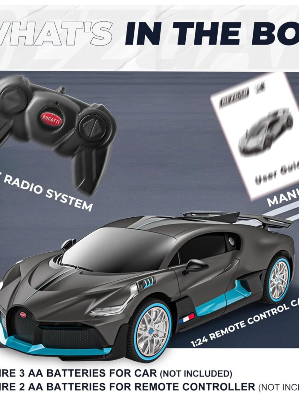 Bugatti Remote Control Car for Boys- 1:24 Officially Licensed Bugatti RC Cars, E - Picture 4 of 6